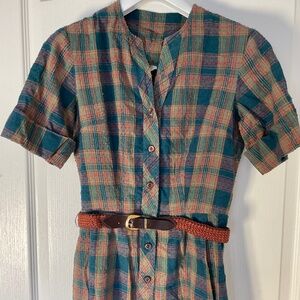 1950's Dotted Swiss Cotton Shirt Dress.